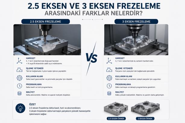 2.5 Eksen ve 3 Eksen Frezeleme Arasındaki Farklar Nelerdir?
